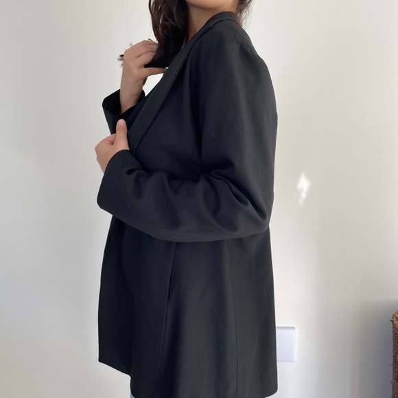 Eileen Fisher wool stretch long open front cardigan in black M - Picture 4 of 9